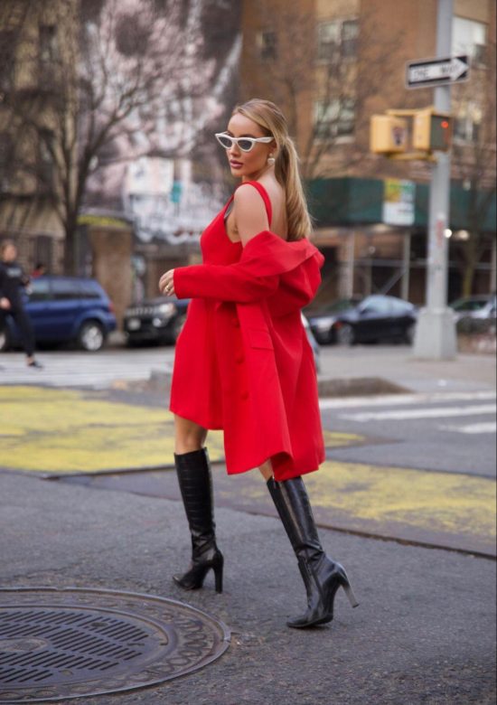 Vestido Tricot Vermelho no Inverno